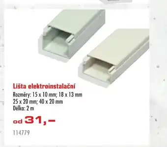 Uni Hobby Lišta elektroinstalační Rozměry: 15 x 10 mm; 18 x 13 mm 25 x 20 mm; 40 x 20 mm Délka: 2 m nabídka