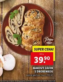 Lidl Maový závin s drobenkou nabídka