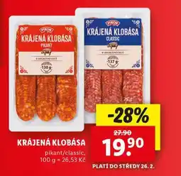 Lidl Krájená klobása nabídka