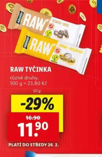 Lidl Raw tyčinka nabídka