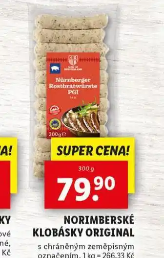 Lidl Norimberské klobásky original nabídka