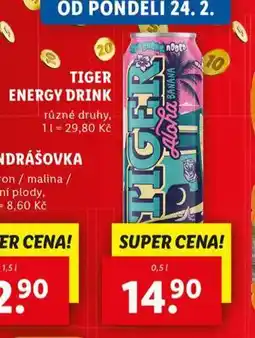 Lidl Tiger energy drink nabídka