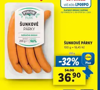 Lidl Šunkové párky nabídka