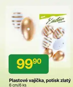 Hruška Easter Plastové vajíčka, potisk zlatý 6 cm/6 ks nabídka