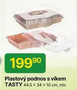 Hruška Plastový podnos s víkem TASTY 44.5 x 34 x 10 cm, mix nabídka