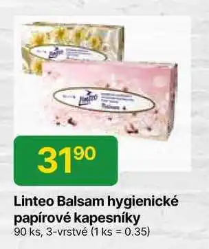 Hruška Linteo Balsam hygienické papírové kapesníky 90 ks, 3-vrstvé nabídka