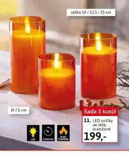 Velký Košík Sada 3 kusů! 11. LED svíčky ve skle, oranžové nabídka