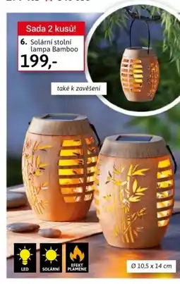 Velký Košík 6. Solární stolní lampa Bamboo nabídka