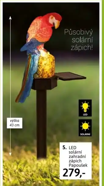 Velký Košík 5. LED solární zahradní zápich Papoušek nabídka