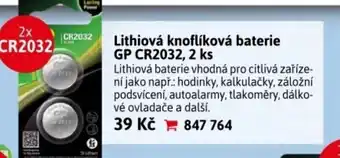 Velký Košík Lithiová knoflíková baterie GP CR2032, 2 ks nabídka