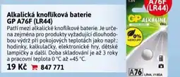 Velký Košík Alkalická knoflíková baterie GP A76F (LR44) nabídka