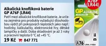 Velký Košík Alkalická knoflíková baterie GP A76F (LR44) nabídka