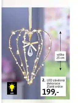 Velký Košík 2. LED závěsná dekorace Zlaté srdce nabídka