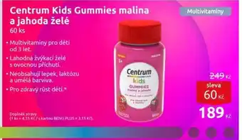 Benu CENTRUM Kids Gummies malina a jahoda želé nabídka