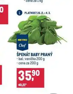 Makro Špenát baby praný nabídka