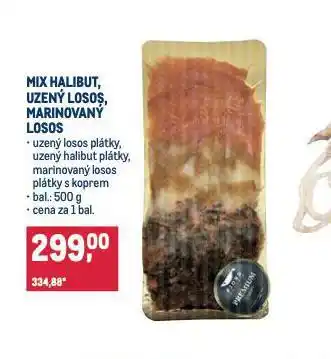 Makro Mix halibut, uzený losos, marinovaný losos nabídka