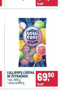 Makro Lollipops lízátka se žvýkačkou nabídka