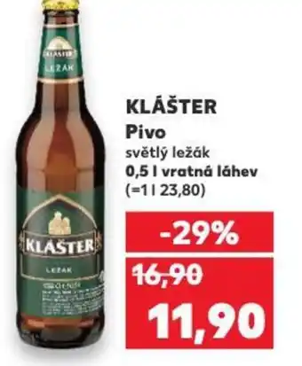 Kaufland KLÁŠTER Pivo světlý ležák nabídka