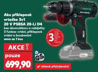 Kaufland Aku příklepová vrtačka 3v1 20 V PSBSA 20-Li D4 nabídka