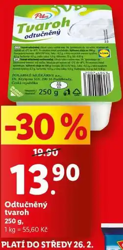 Lidl Odtučněný tvaroh, 250 g nabídka