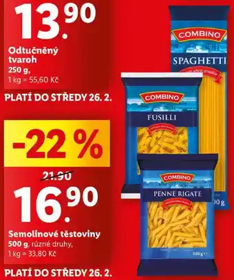 Lidl Semolinové těstoviny, 500 g nabídka