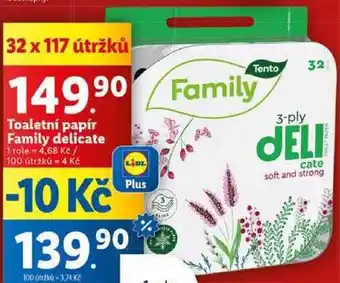 Lidl Toaletní papír Family delicate, 32x 117 útržků nabídka