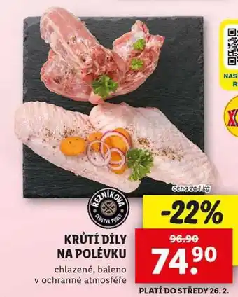 Lidl KRŮTÍ DÍLY NA POLÉVKU, cena za 1 kg nabídka