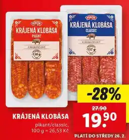 Lidl KRÁJENÁ KLOBÁSA, 75 g nabídka