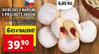 Lidl KOBLIHY S NÁPLNÍ S PŘÍCHUTÍ JAHOD, 6x 65 g nabídka