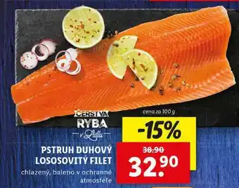 Lidl PSTRUH DUHOVÝ LOSOSOVITÝ FILET, cena za 100 g nabídka