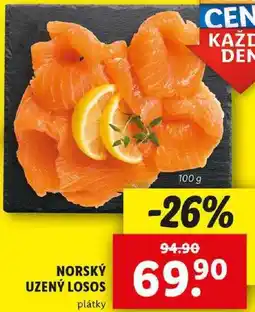 Lidl NORSKÝ UZENÝ LOSOS, 100 g nabídka