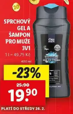 Lidl SPRCHOVÝ GEL A ŠAMPON PRO MUŽE 3V1, 400 ml nabídka