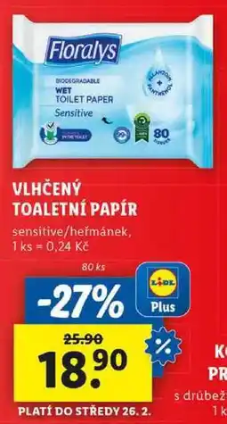 Lidl VLHČENÝ TOALETNÍ PAPÍR, 80 ks nabídka