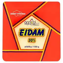 Lidl Agricol Eidam 30% polotvrdý sýr plátky 100g nabídka