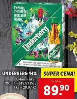 Lidl UNDERBERG 44%, 3x 20 ml nabídka