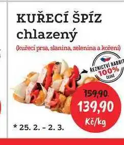 RABBIT řeznictví KUŘECÍ ŠPÍZ chlazený (kuřecí prsa, slanina, zelenina a koření) 1kg nabídka