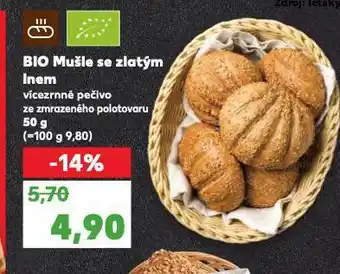 Kaufland Bio mušle se zlatým lnem nabídka