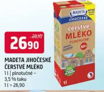 Terno Madeta jihočeské čerstvé mléko nabídka