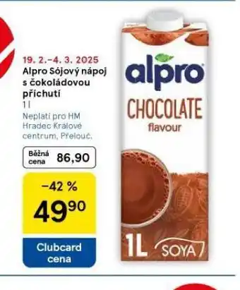 Tesco Alpro sójový nápoj s čokoládoovu příchutí nabídka