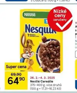 Tesco Nestlé cereálie nabídka