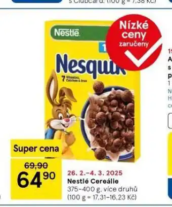 Tesco Nestlé cereálie nabídka