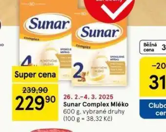 Tesco Sunar complex mléko nabídka