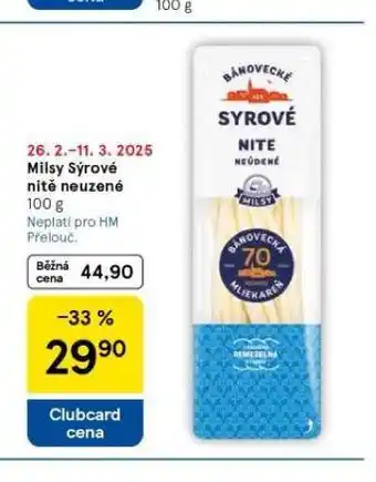 Tesco Milsy sýrové nitě neuzené nabídka