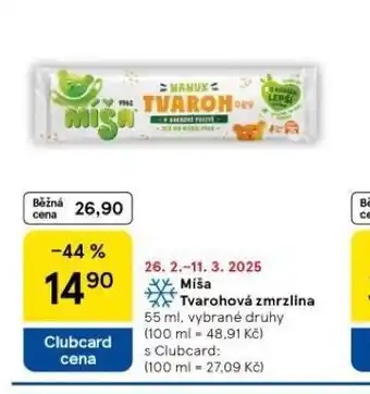 Tesco Míša tvarohová zmrzlina nabídka