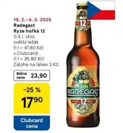 Tesco Pivo radegast ryze hořká 12 nabídka