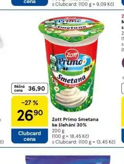 Tesco Zott primo smetana ke šlehání 30% nabídka