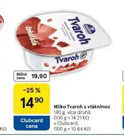 Tesco Milko tvaroh s vlákninou nabídka