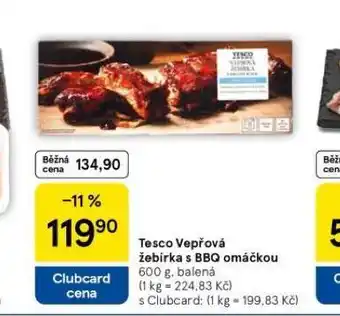 Tesco Vepřová žebírka s bbq omáčkou nabídka