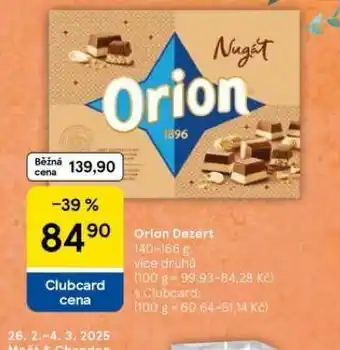 Tesco Orion dezert nabídka