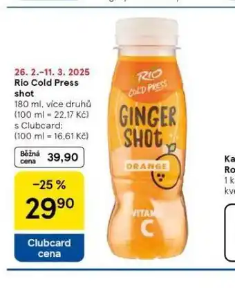 Tesco Rio cold press shot nabídka